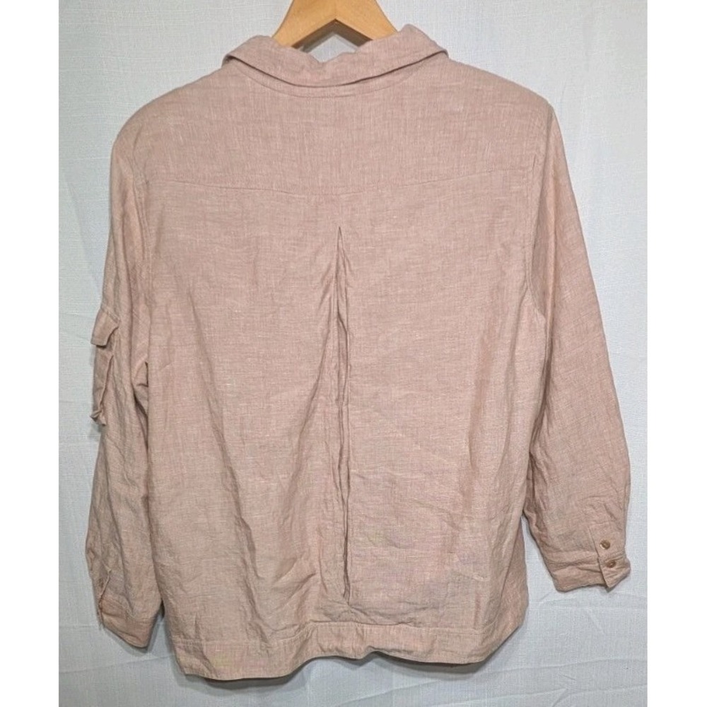 Diane Gilman Vintage Women's‎ Linen Full Zip Jacket Sz XL Pockets Utility Safari - Picture 4 of 7